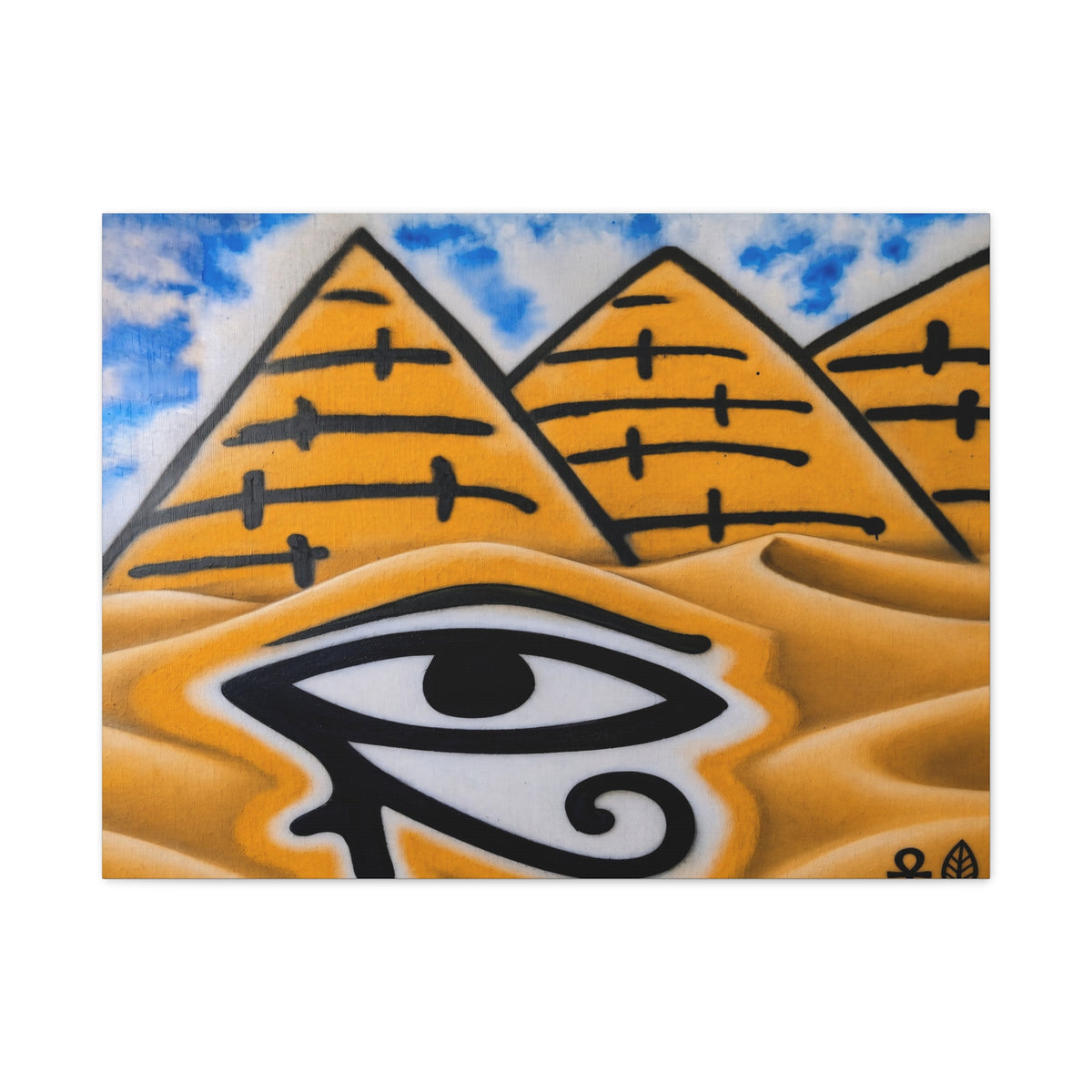 Eye of Ra Pyramid Canvas Wall Art — Egyptian Desert Stretched Canvas