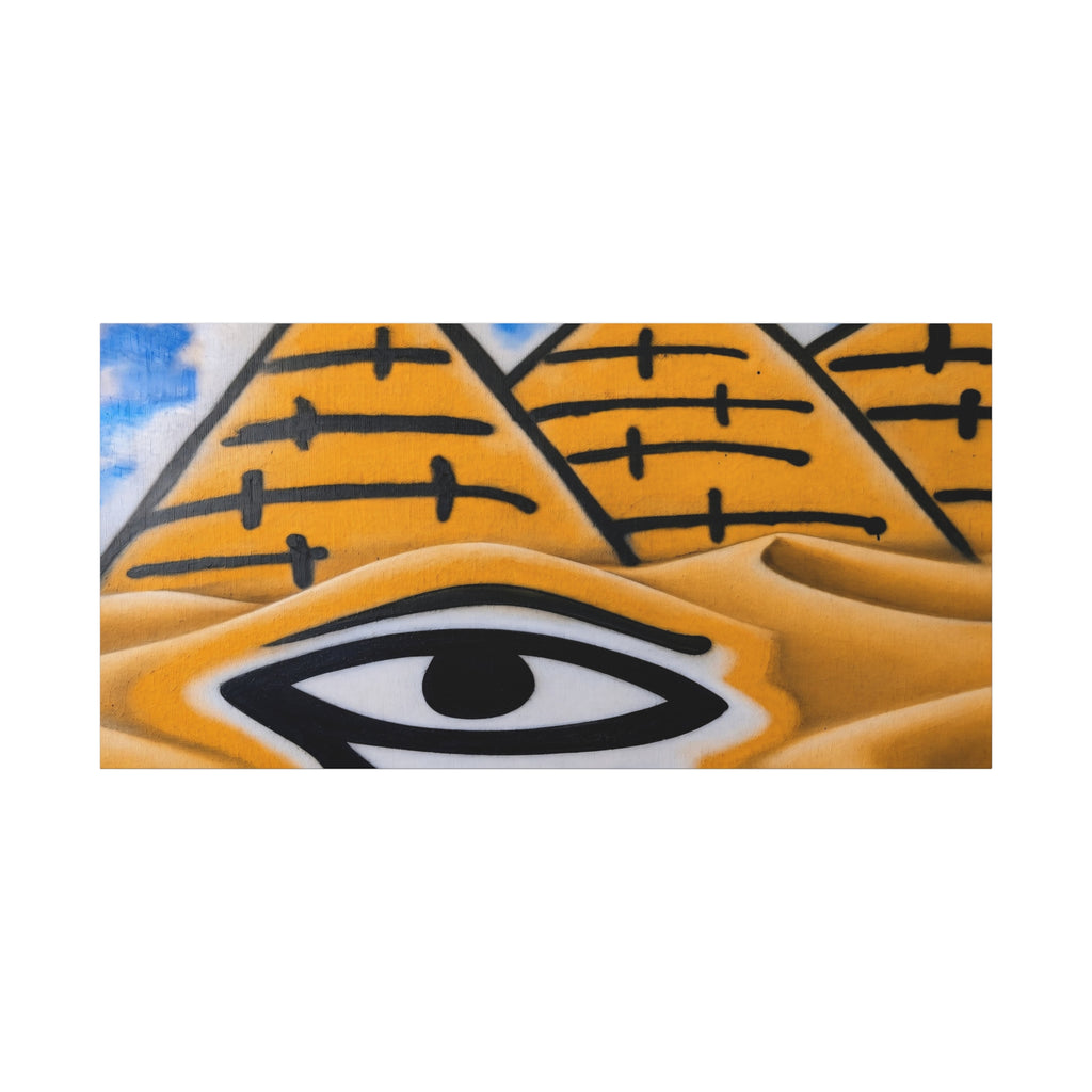 Eye of Ra Pyramid Canvas Wall Art — Egyptian Desert Stretched Canvas