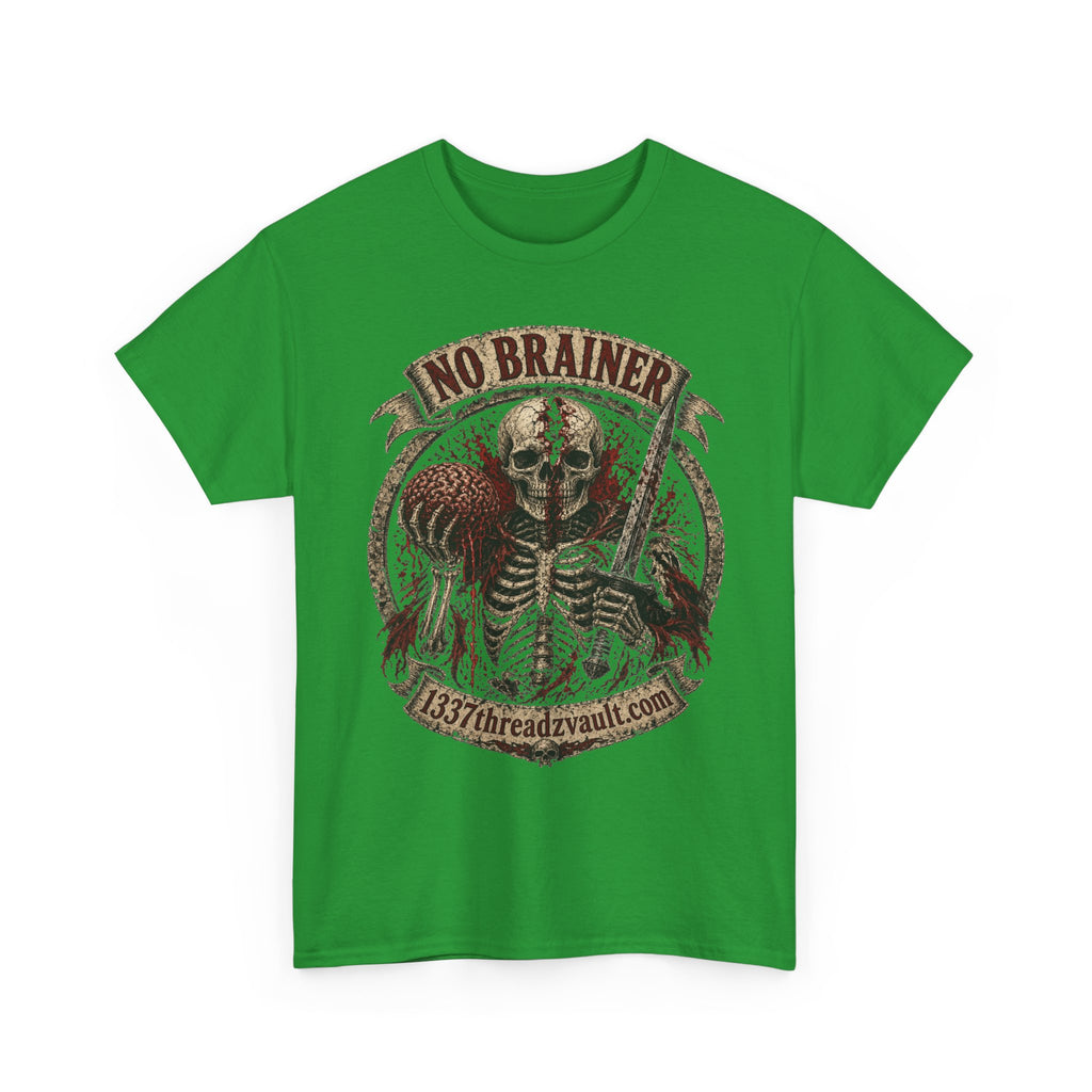 No Brainer Skull Tee —Gothic Skeleton Graphic T-Shirt