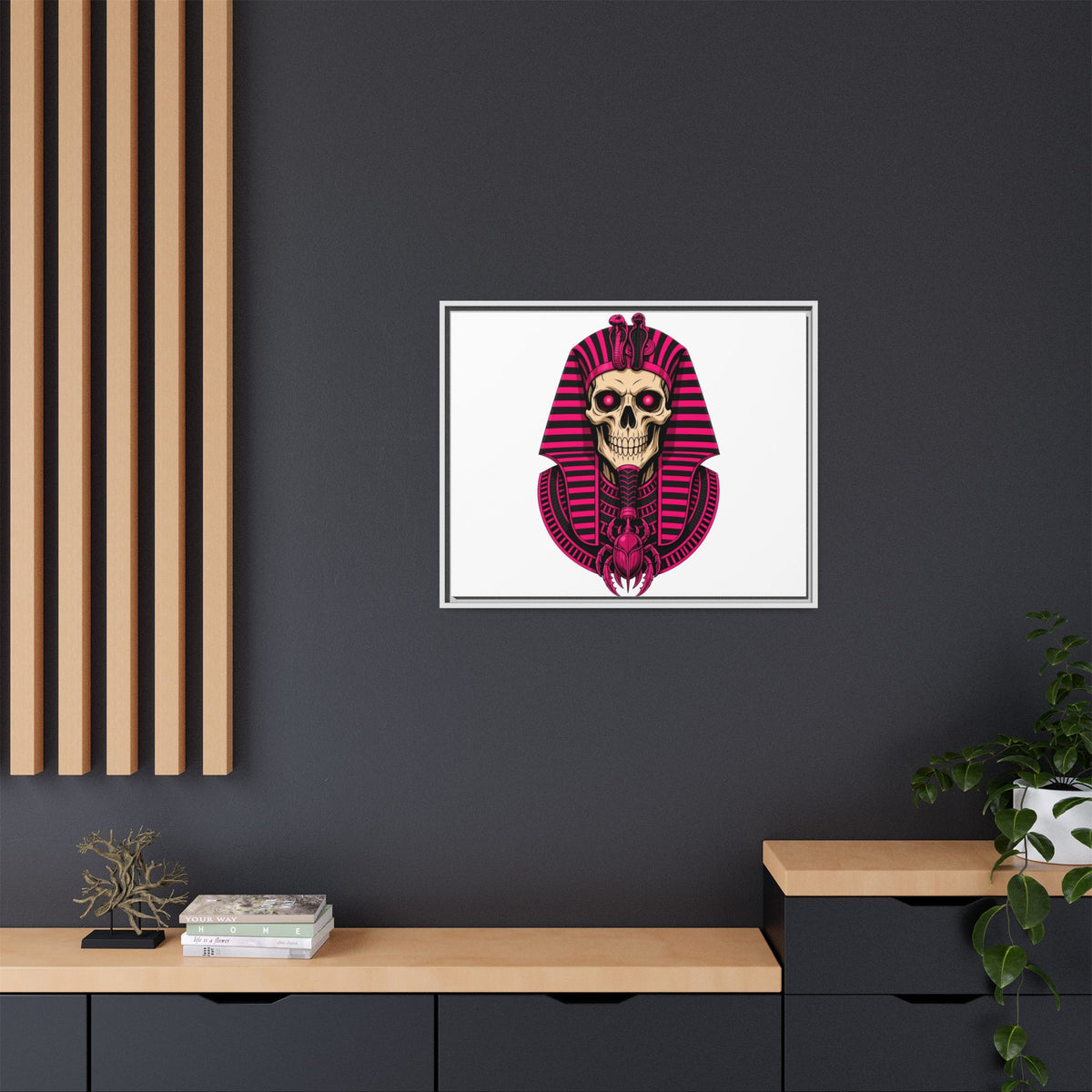 Pharaoh Skull Art Print — Framed Matte Canvas
