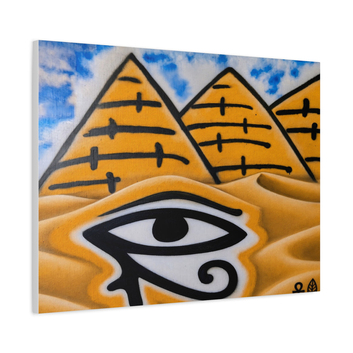 Eye of Ra Pyramid Canvas Wall Art — Egyptian Desert Stretched Canvas