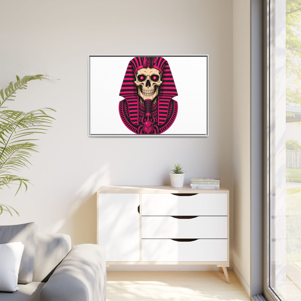 Pharaoh Skull Art Print — Framed Matte Canvas