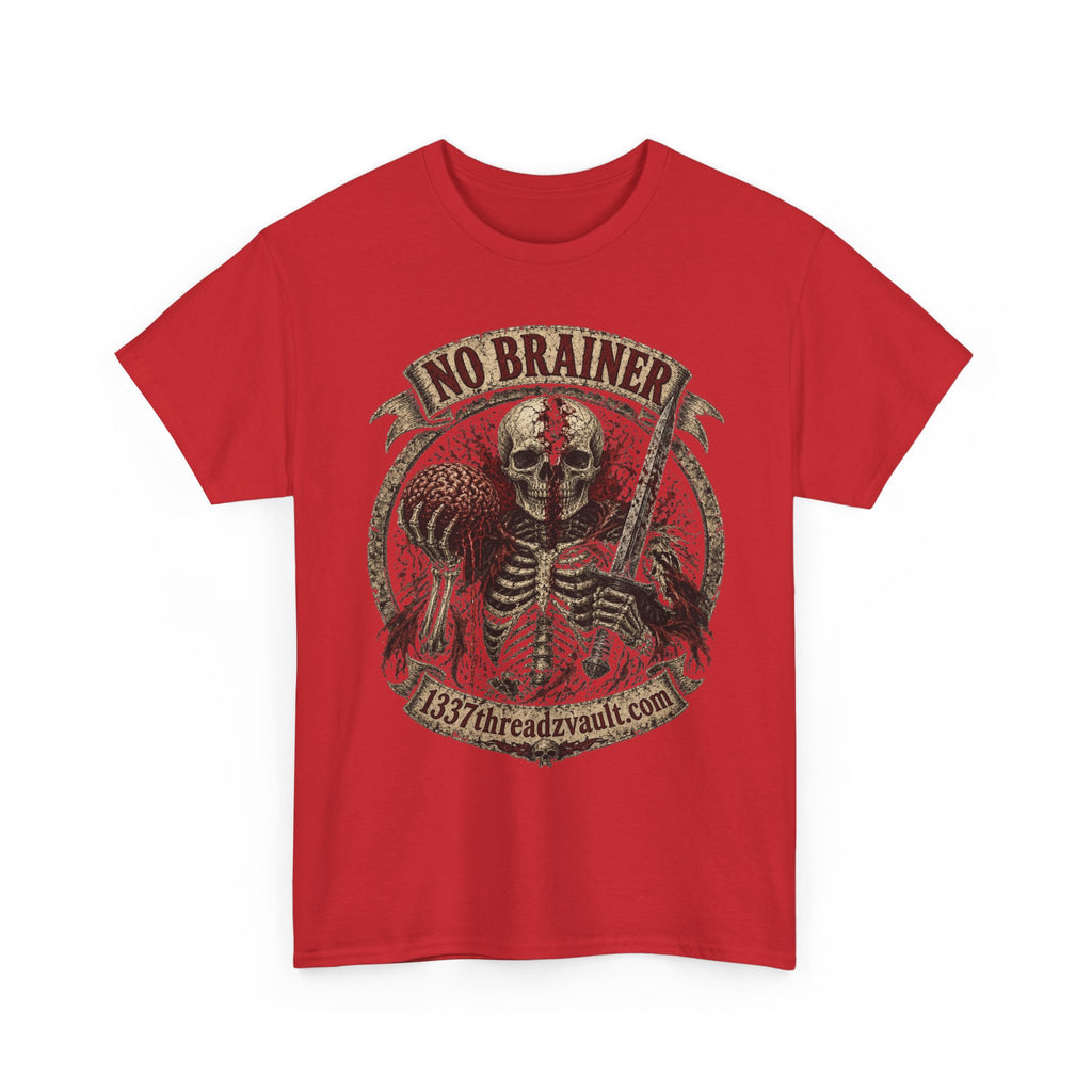 No Brainer Skull Tee —Gothic Skeleton Graphic T-Shirt