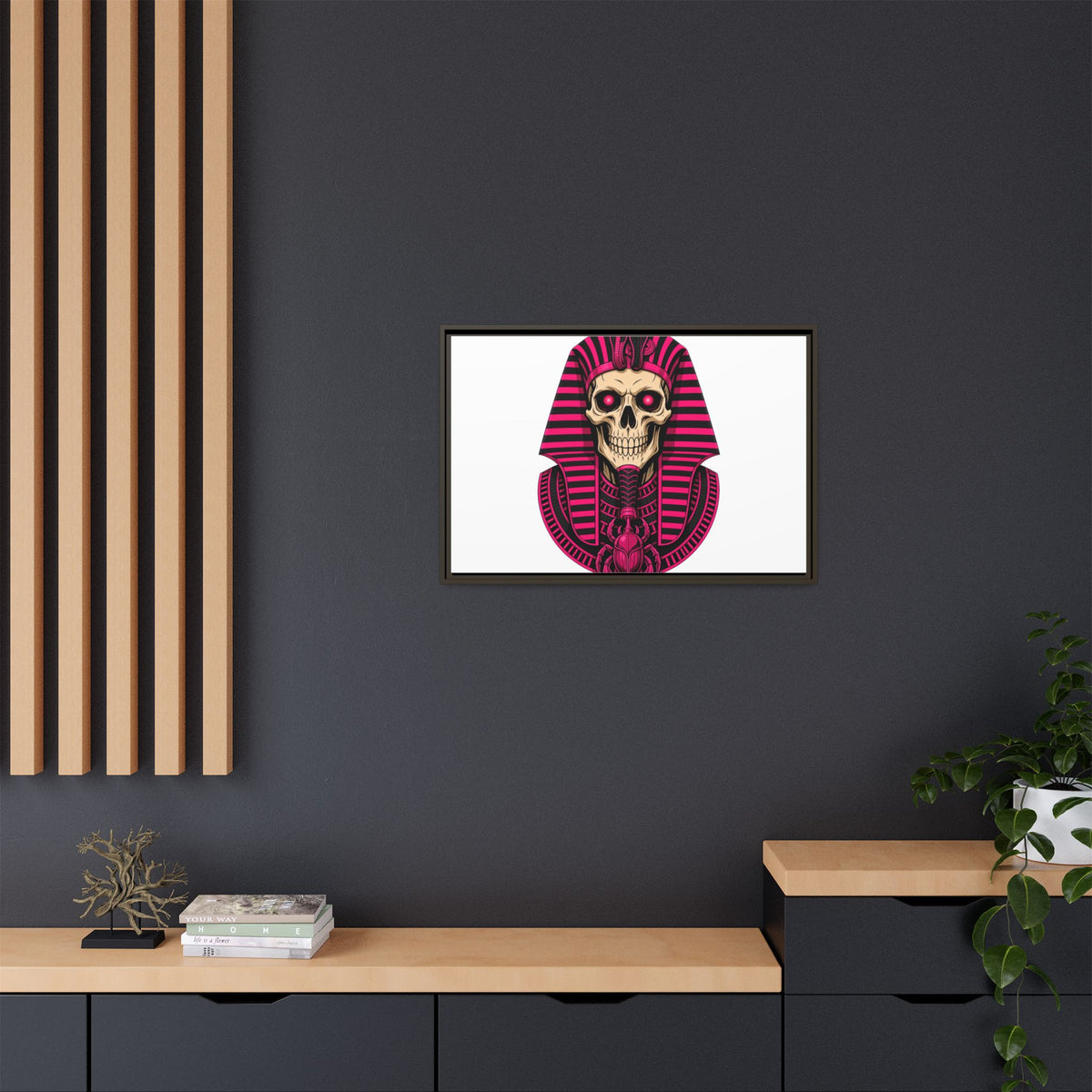 Pharaoh Skull Art Print — Framed Matte Canvas