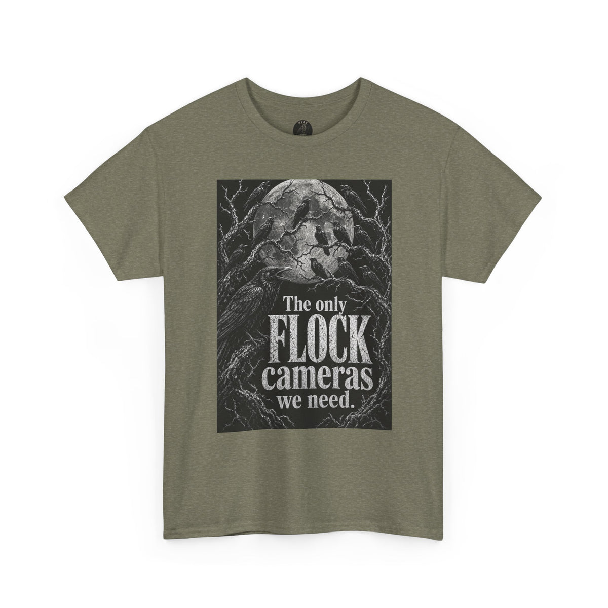 Graphic Tee — “The Only Flock Cameras We Need” Raven Illustration
