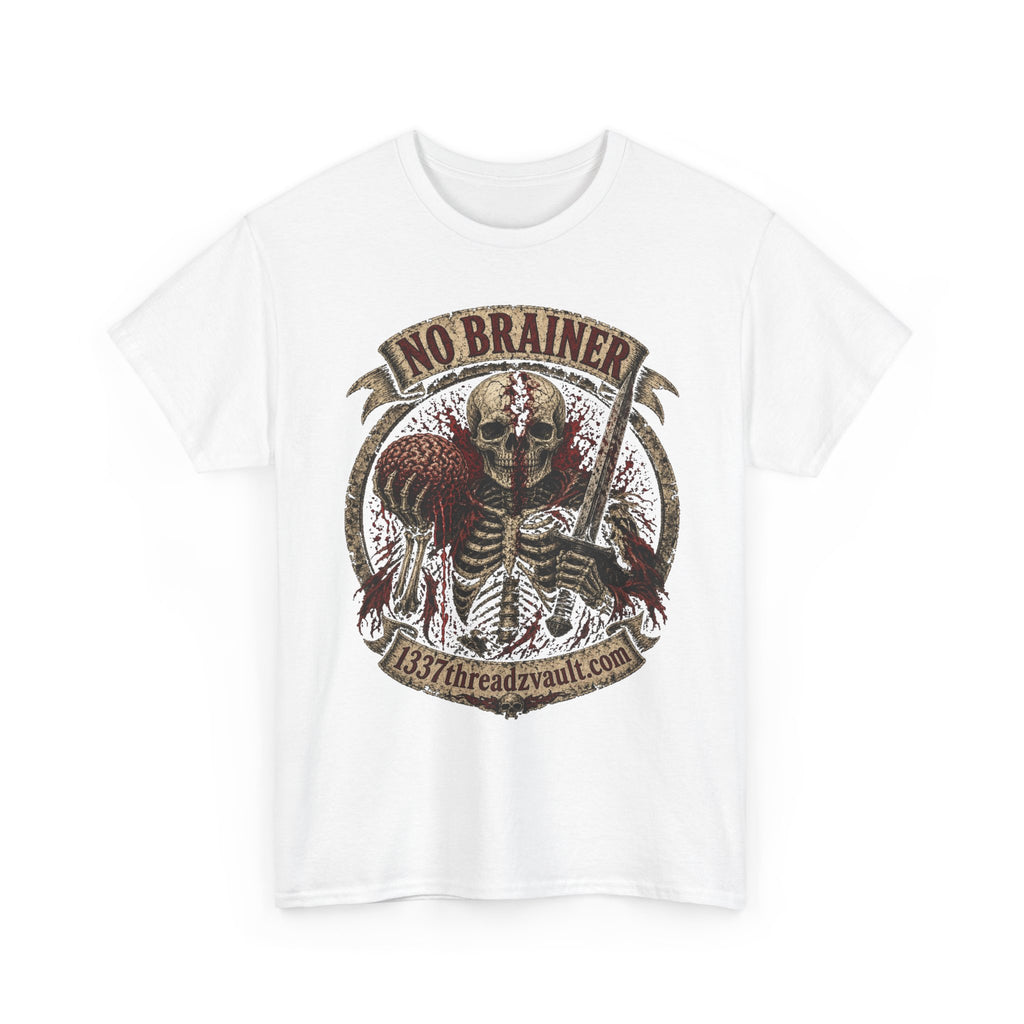 No Brainer Skull Tee —Gothic Skeleton Graphic T-Shirt