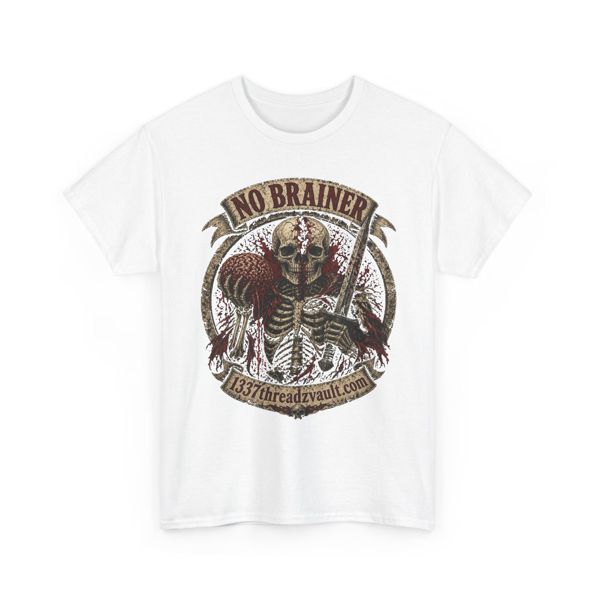 No Brainer Skull Tee —Gothic Skeleton Graphic T-Shirt