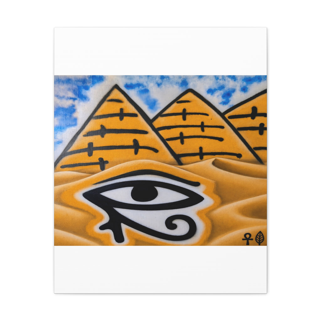 Eye of Ra Pyramid Canvas Wall Art — Egyptian Desert Stretched Canvas