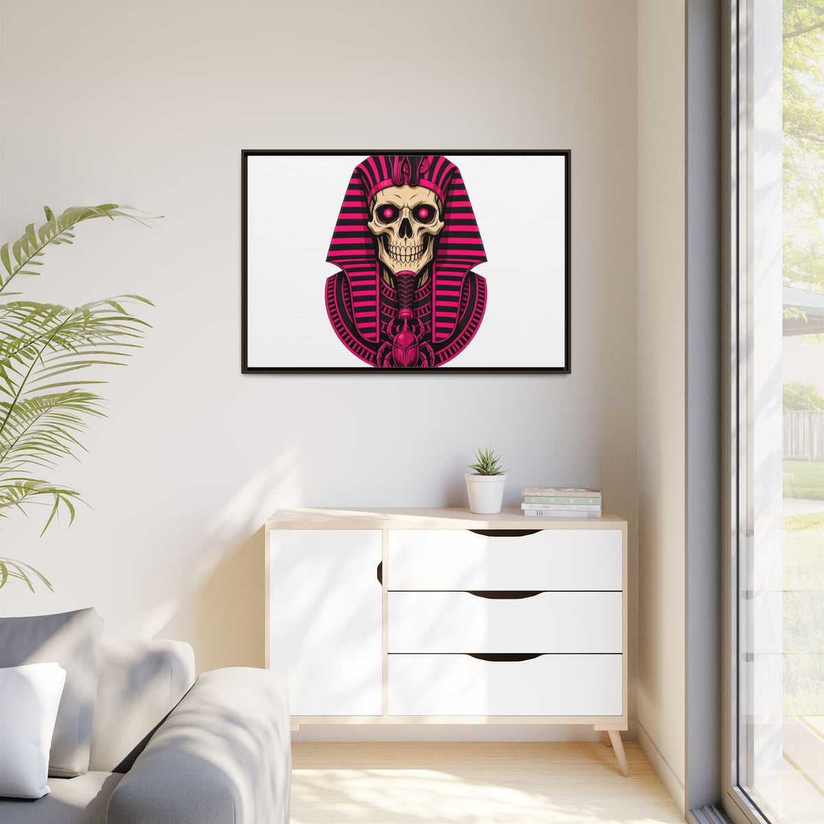 Pharaoh Skull Art Print — Framed Matte Canvas
