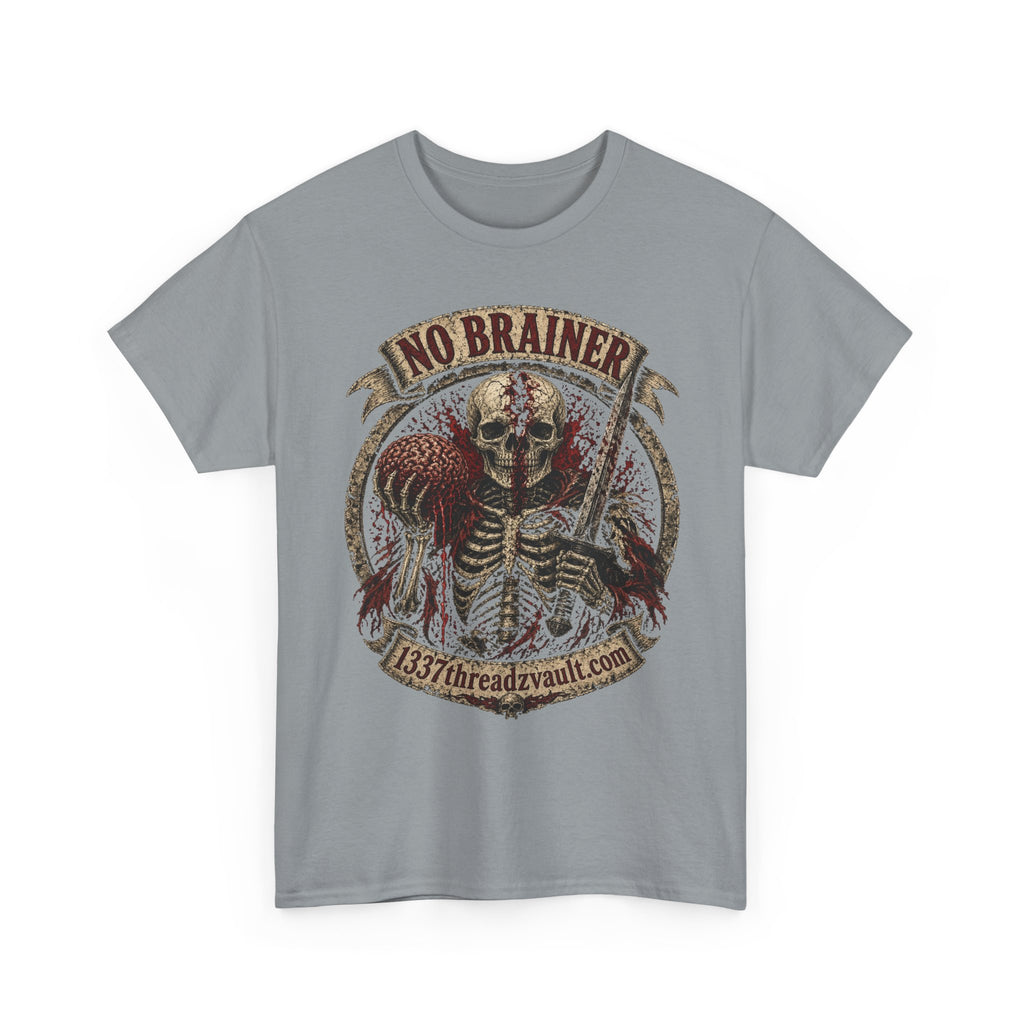 No Brainer Skull Tee —Gothic Skeleton Graphic T-Shirt