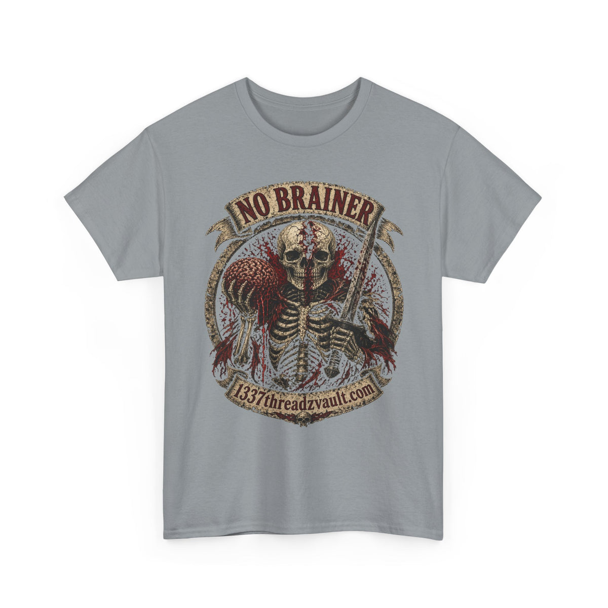 No Brainer Skull Tee —Gothic Skeleton Graphic T-Shirt