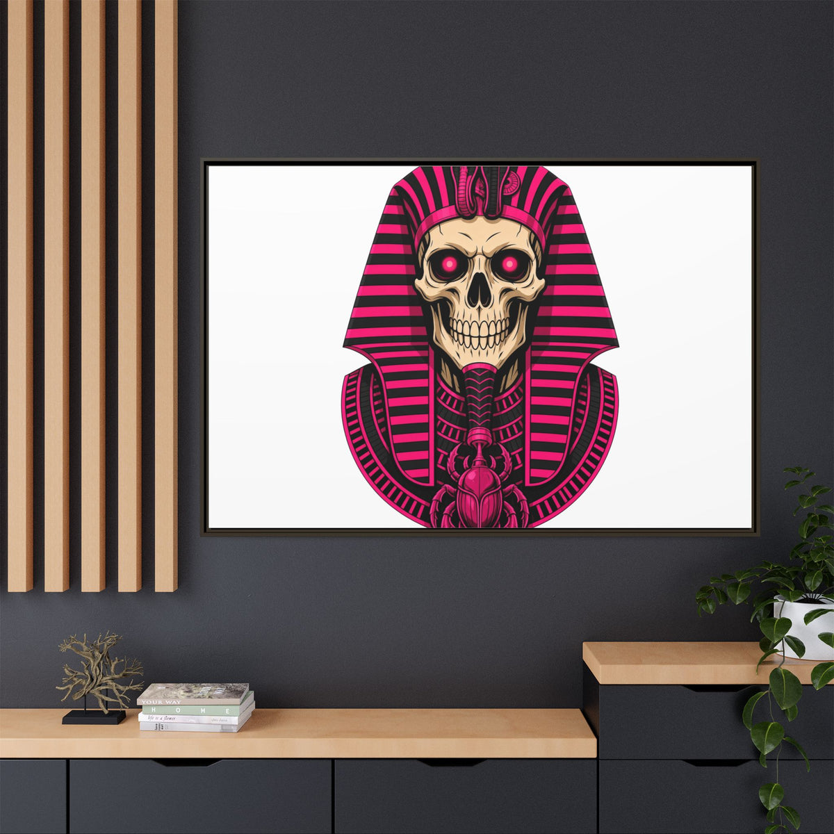 Pharaoh Skull Art Print — Framed Matte Canvas