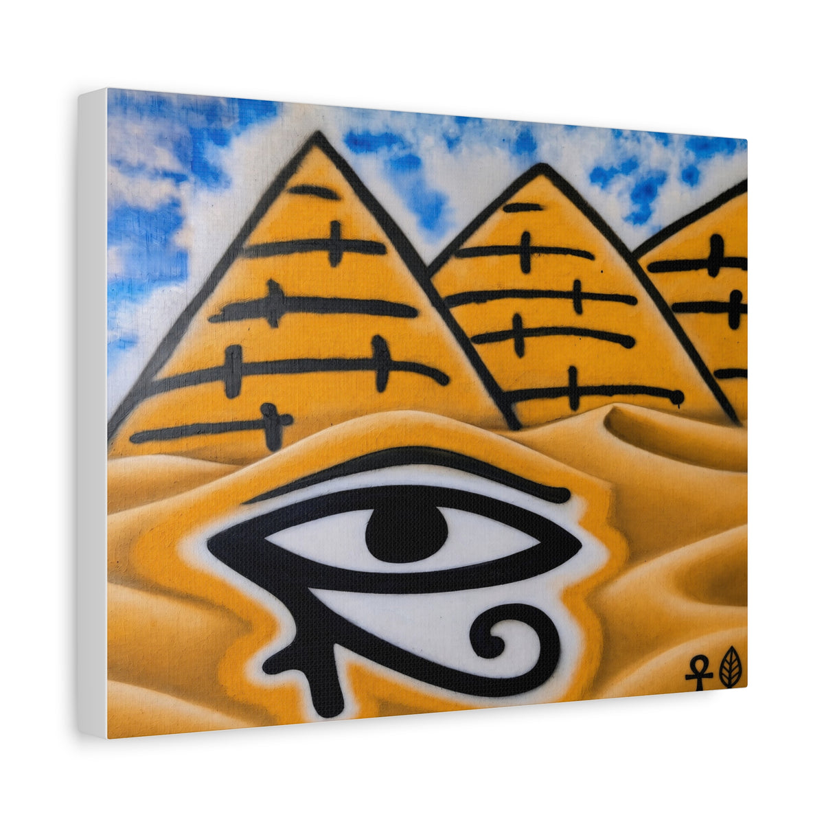 Eye of Ra Pyramid Canvas Wall Art — Egyptian Desert Stretched Canvas