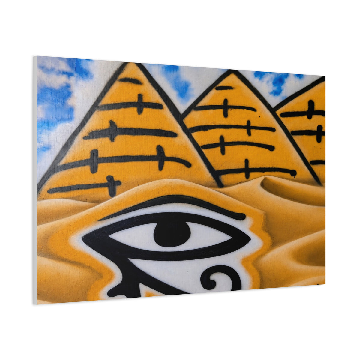 Eye of Ra Pyramid Canvas Wall Art — Egyptian Desert Stretched Canvas
