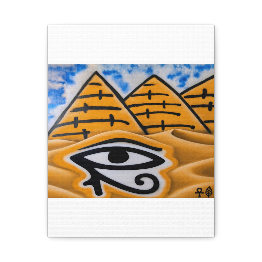 Eye of Ra Pyramid Canvas Wall Art — Egyptian Desert Stretched Canvas