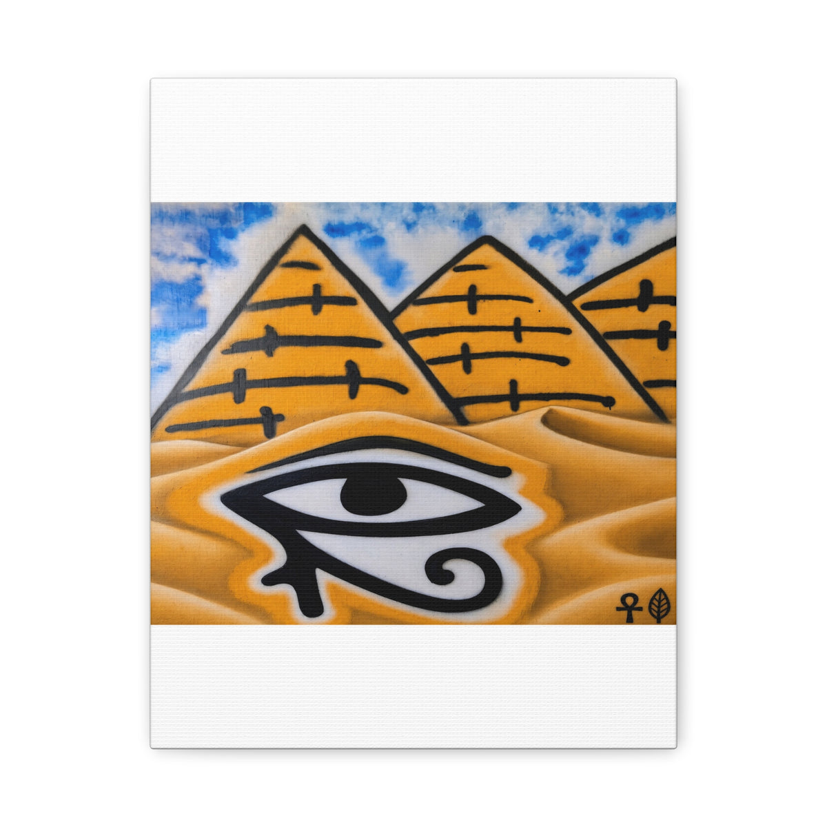 Eye of Ra Pyramid Canvas Wall Art — Egyptian Desert Stretched Canvas