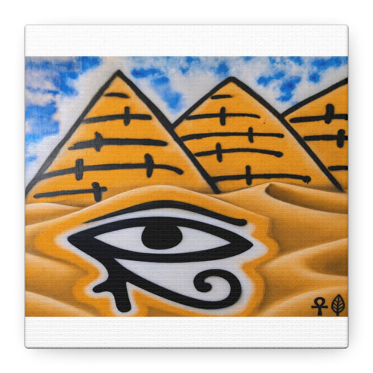 Eye of Ra Pyramid Canvas Wall Art — Egyptian Desert Stretched Canvas