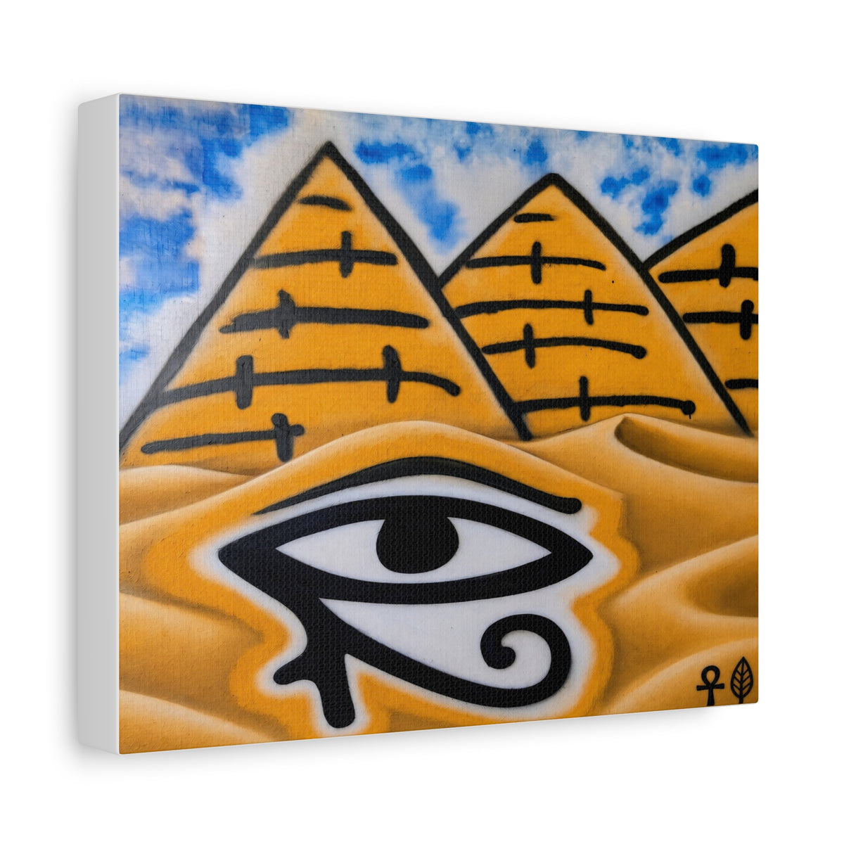 Eye of Ra Pyramid Canvas Wall Art — Egyptian Desert Stretched Canvas