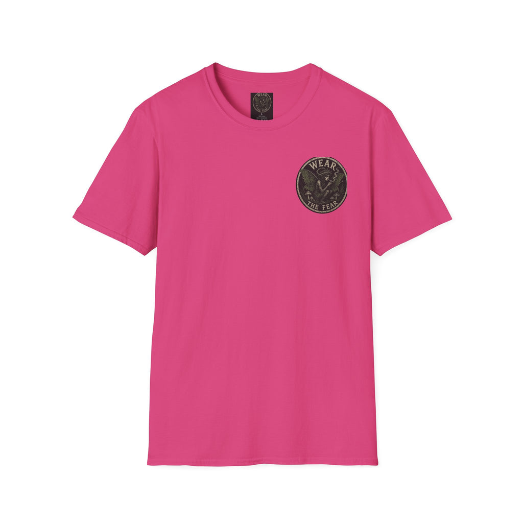 Vintage '5 Fairies' Round Patch T-Shirt — Retro Graphic Chest Tee