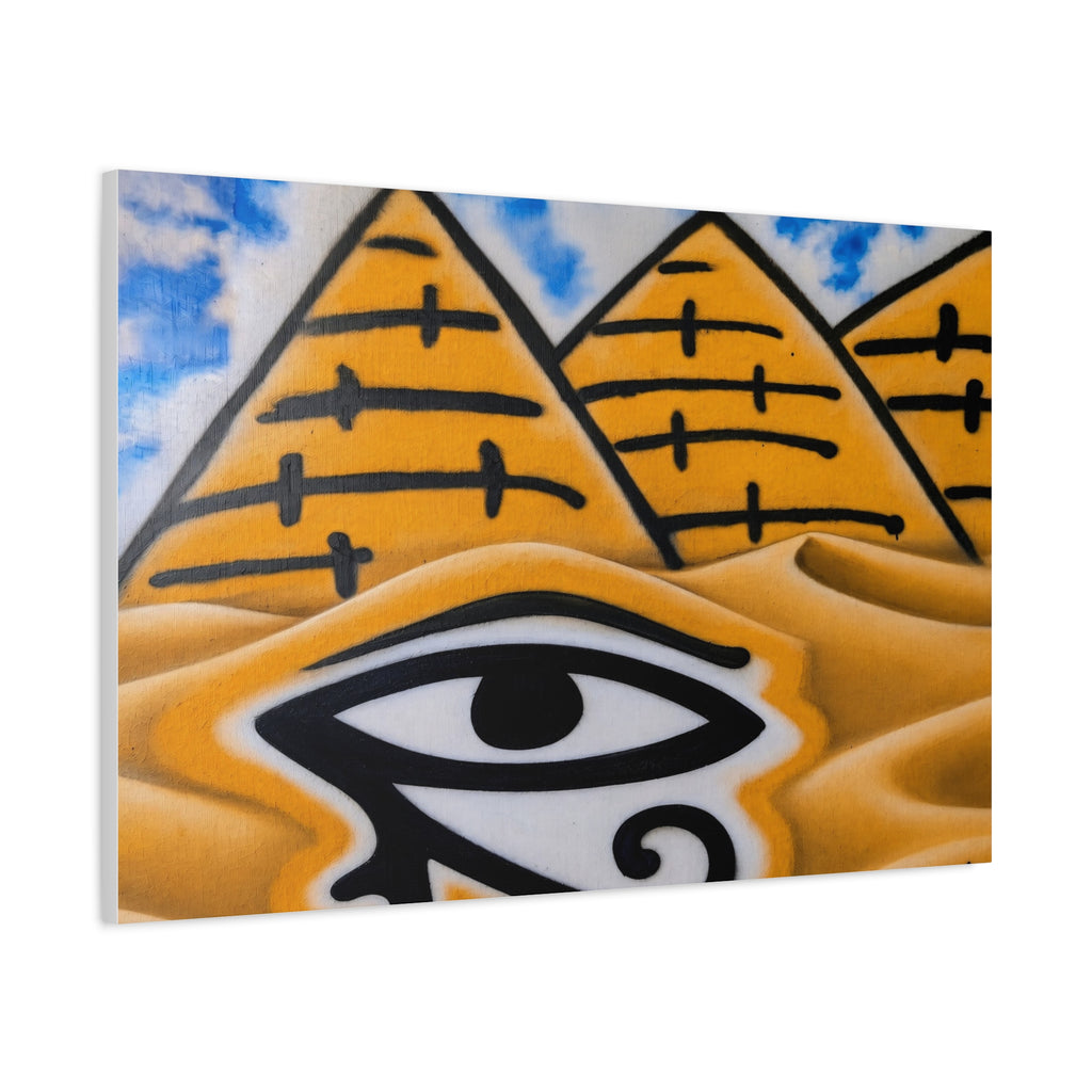 Eye of Ra Pyramid Canvas Wall Art — Egyptian Desert Stretched Canvas