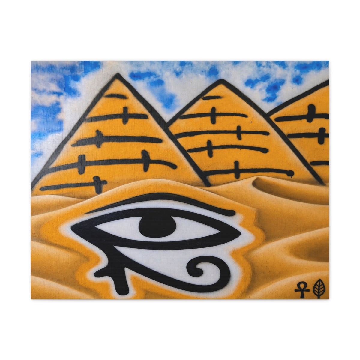 Eye of Ra Pyramid Canvas Wall Art — Egyptian Desert Stretched Canvas