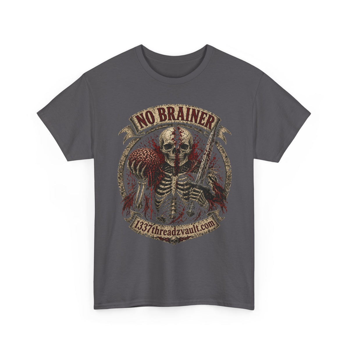 No Brainer Skull Tee —Gothic Skeleton Graphic T-Shirt