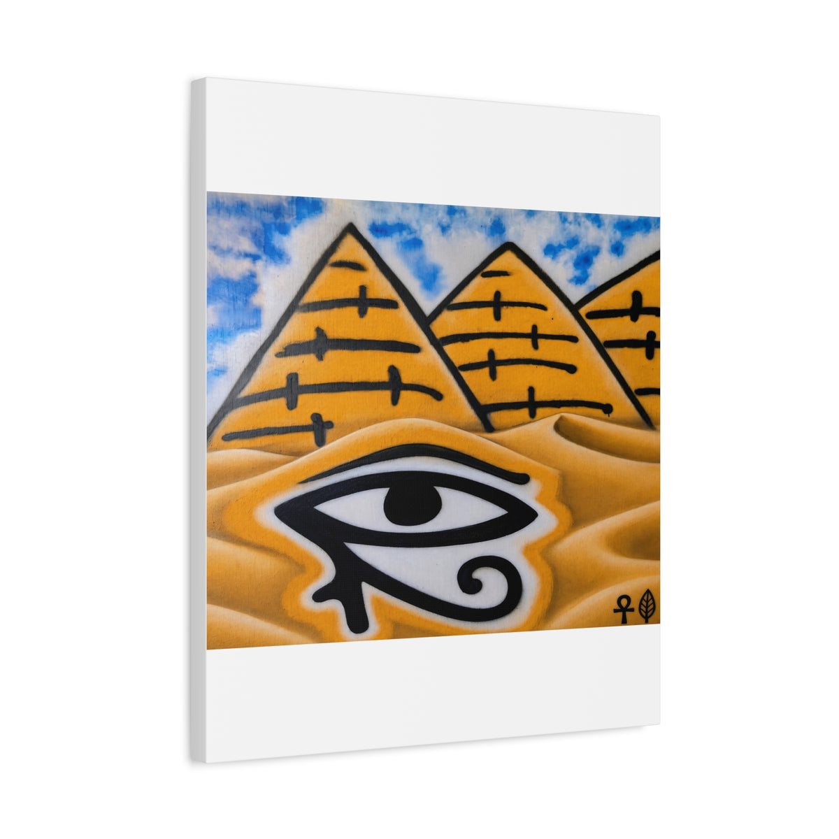 Eye of Ra Pyramid Canvas Wall Art — Egyptian Desert Stretched Canvas