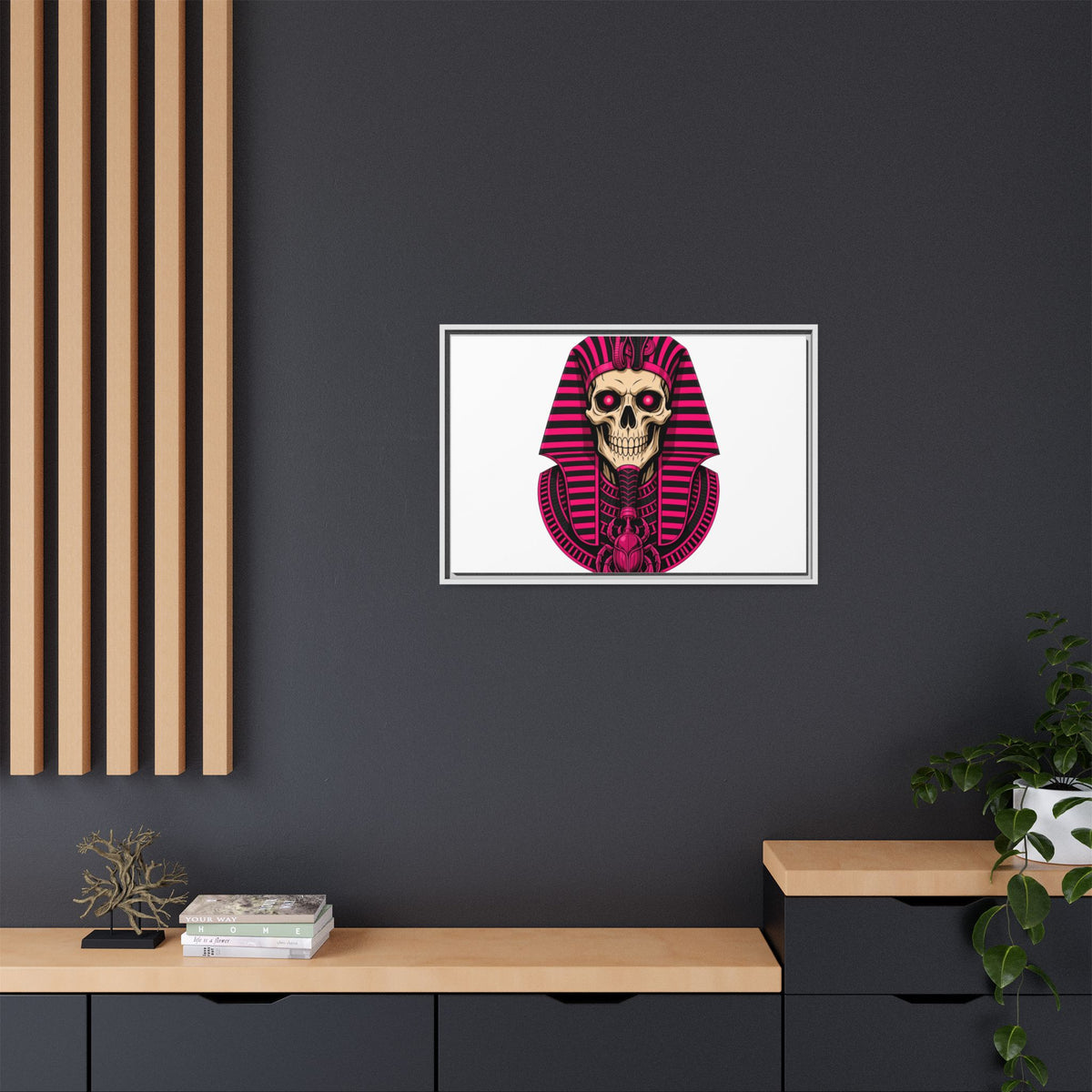 Pharaoh Skull Art Print — Framed Matte Canvas