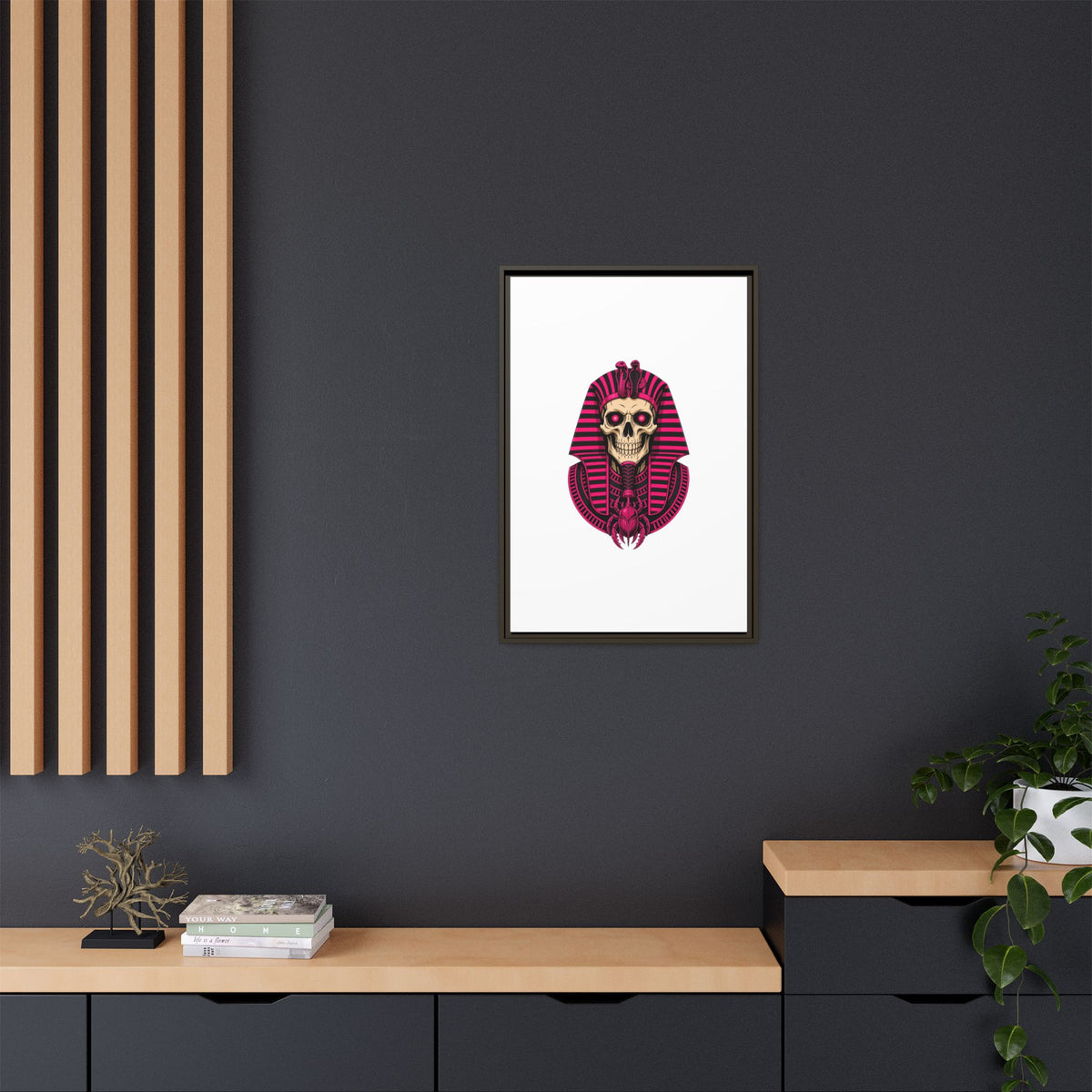 Pharaoh Skull Art Print — Framed Matte Canvas