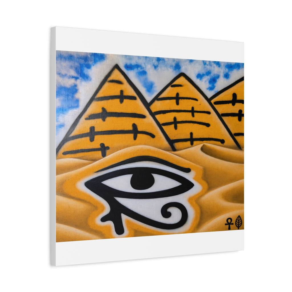 Eye of Ra Pyramid Canvas Wall Art — Egyptian Desert Stretched Canvas