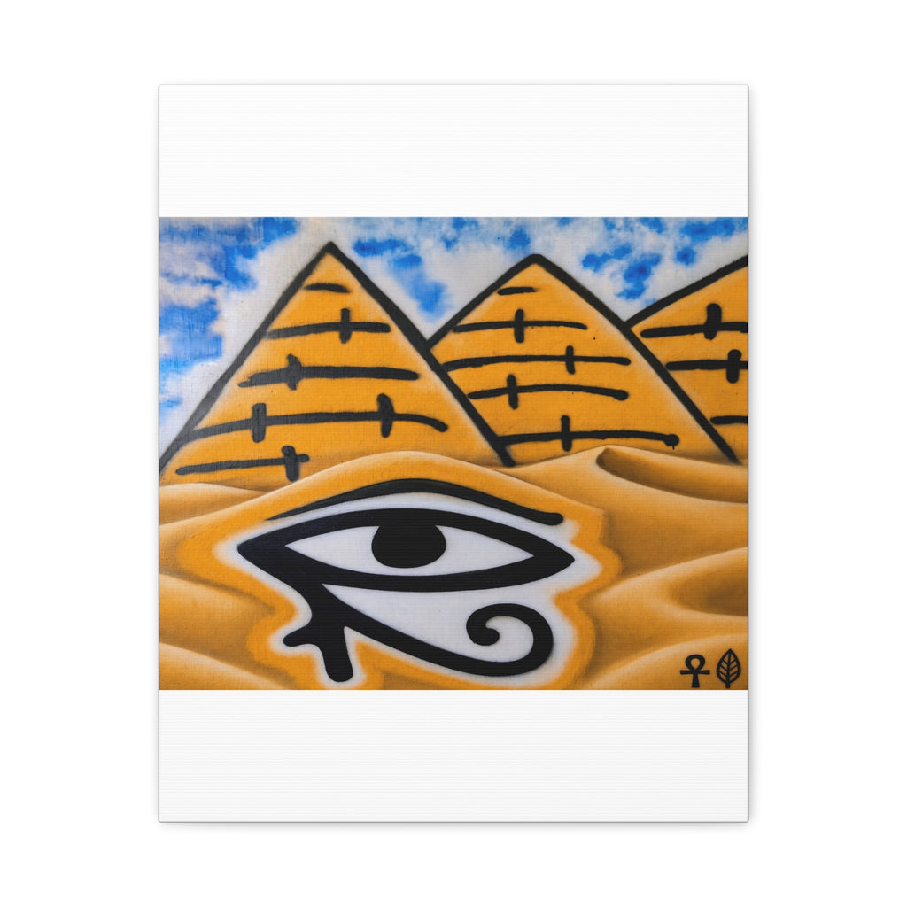 Eye of Ra Pyramid Canvas Wall Art — Egyptian Desert Stretched Canvas