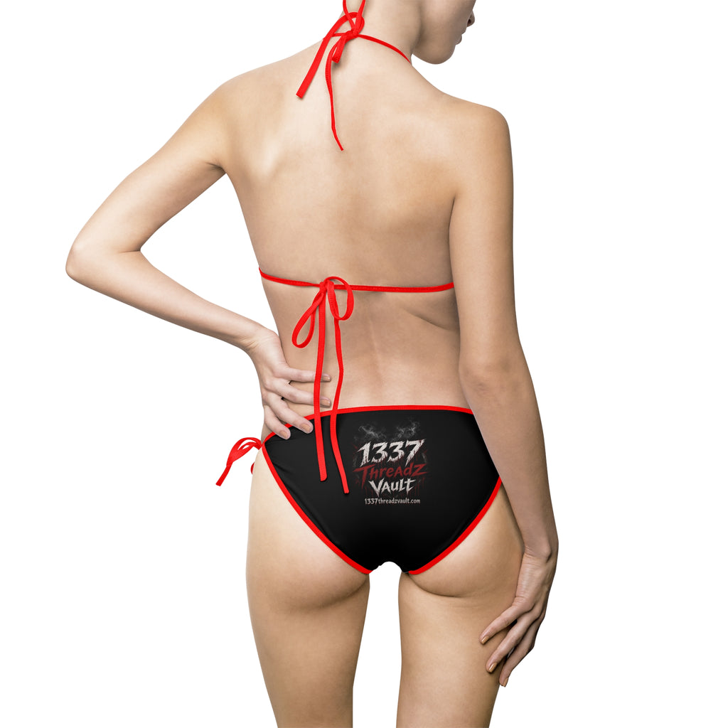 Black Minimalist Tie-Side Bikini — Women's Two-Piece Swimsuit