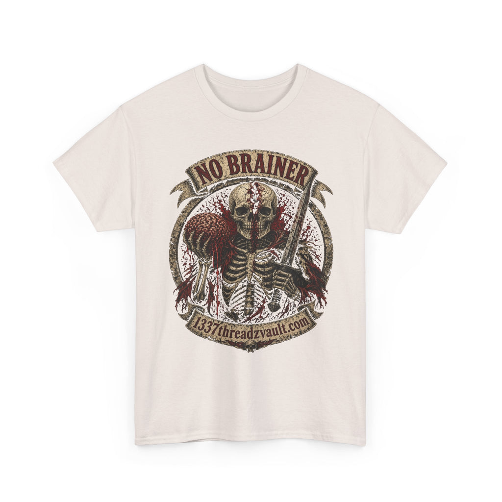No Brainer Skull Tee —Gothic Skeleton Graphic T-Shirt