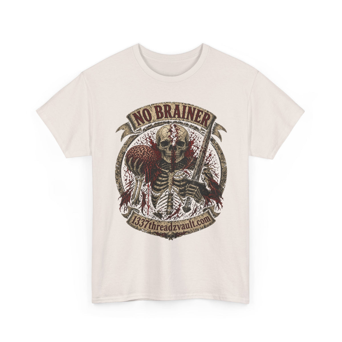 No Brainer Skull Tee —Gothic Skeleton Graphic T-Shirt