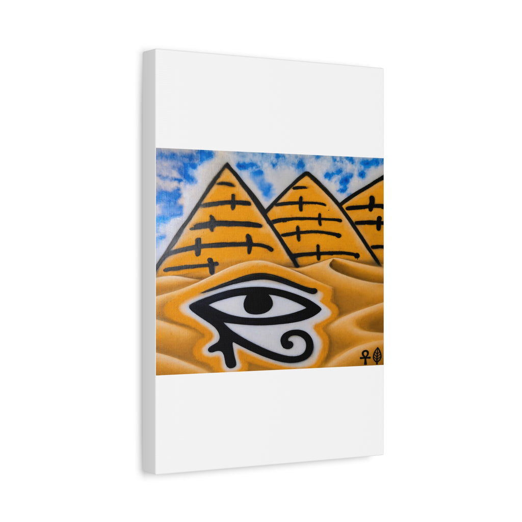Eye of Ra Pyramid Canvas Wall Art — Egyptian Desert Stretched Canvas