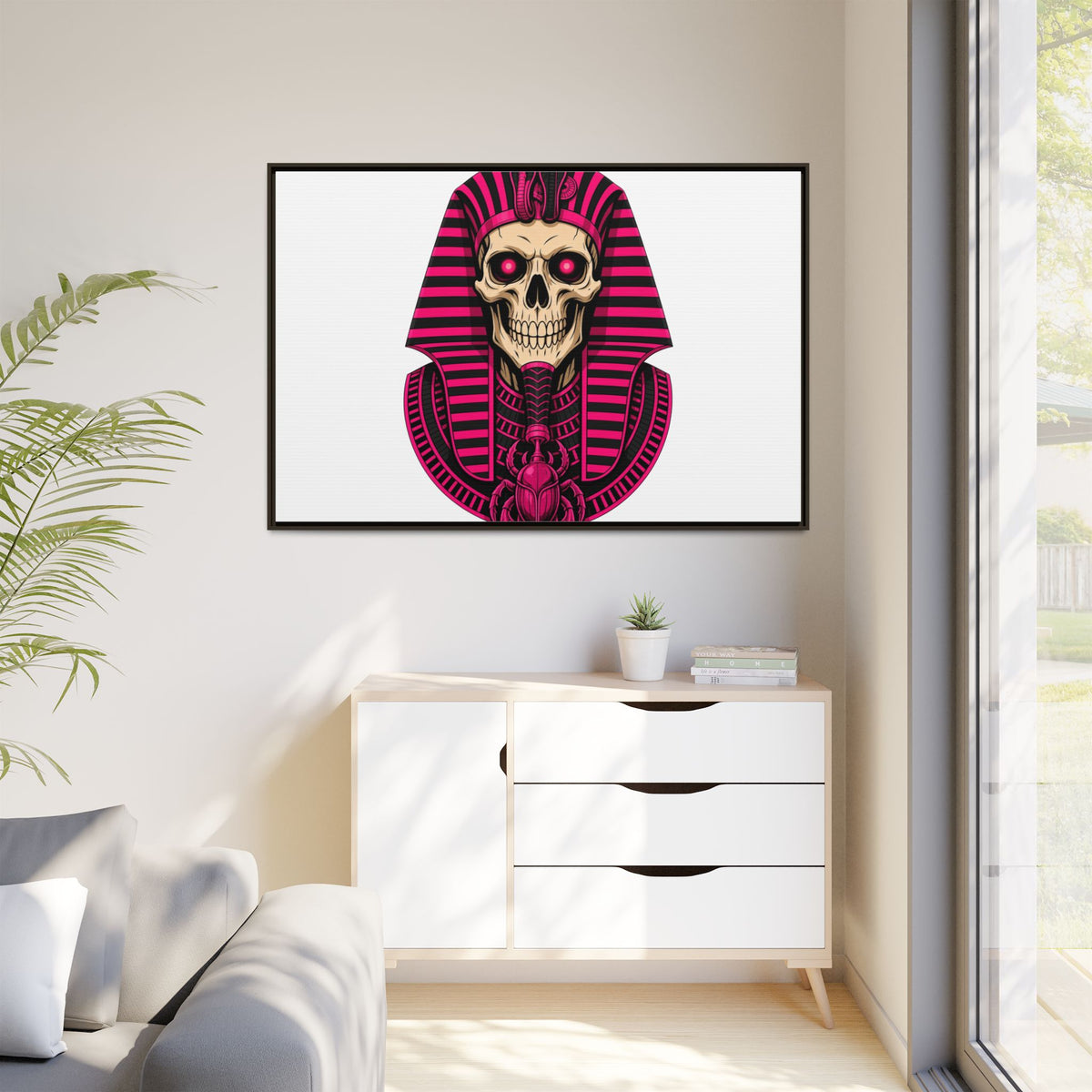 Pharaoh Skull Art Print — Framed Matte Canvas