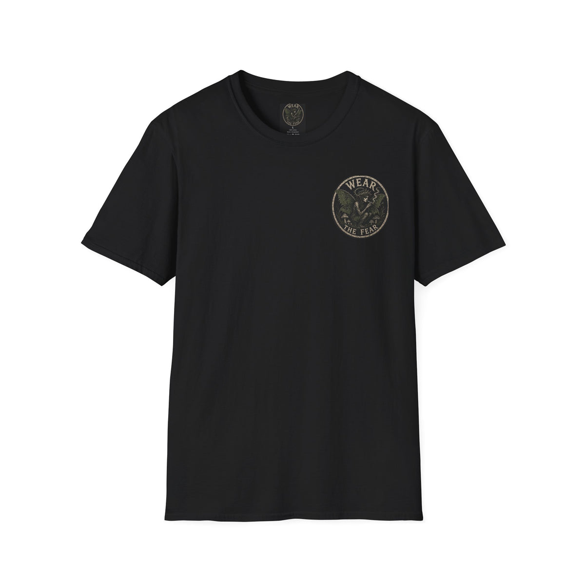 Vintage '5 Fairies' Round Patch T-Shirt — Retro Graphic Chest Tee