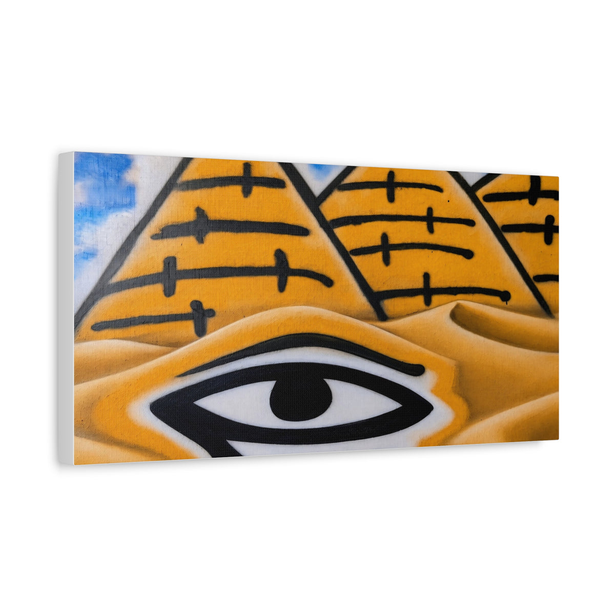 Eye of Ra Pyramid Canvas Wall Art — Egyptian Desert Stretched Canvas