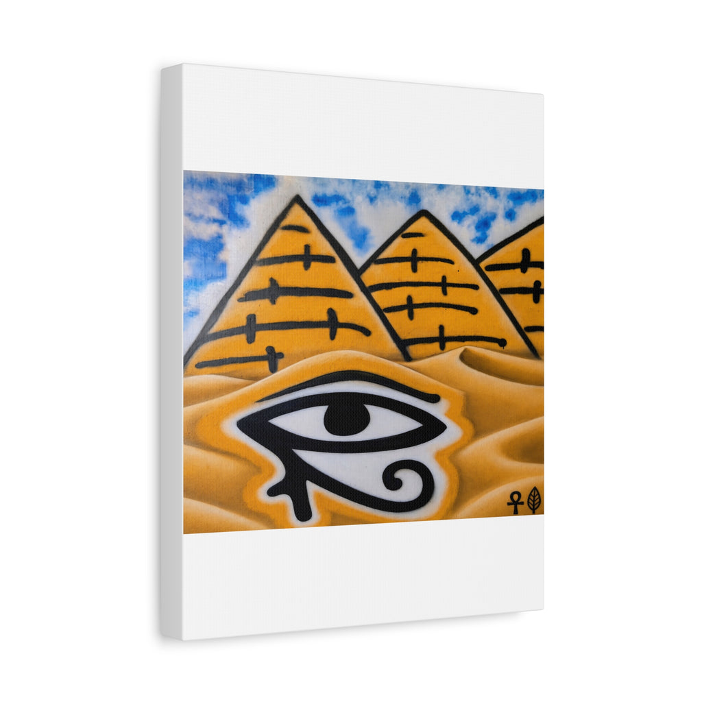 Eye of Ra Pyramid Canvas Wall Art — Egyptian Desert Stretched Canvas