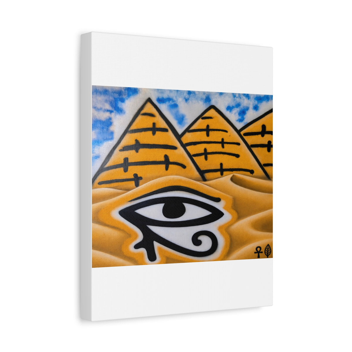 Eye of Ra Pyramid Canvas Wall Art — Egyptian Desert Stretched Canvas