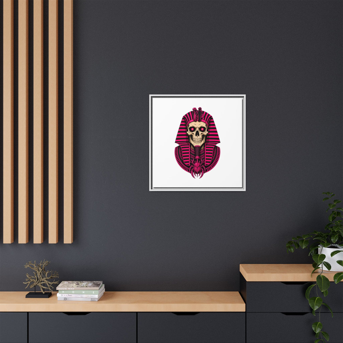 Pharaoh Skull Art Print — Framed Matte Canvas