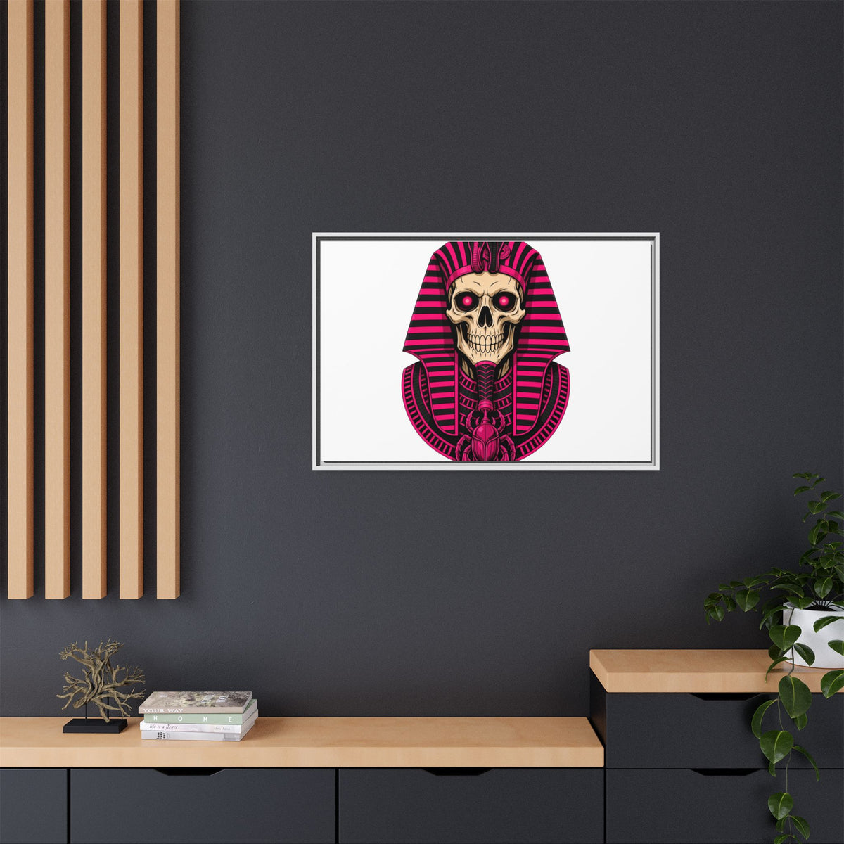 Pharaoh Skull Art Print — Framed Matte Canvas