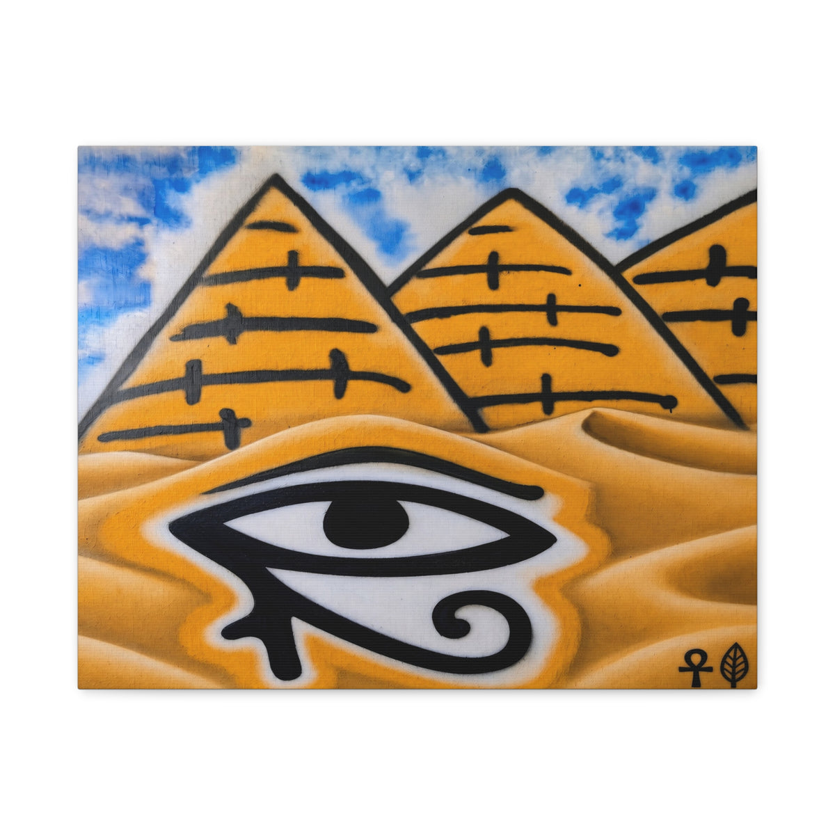 Eye of Ra Pyramid Canvas Wall Art — Egyptian Desert Stretched Canvas