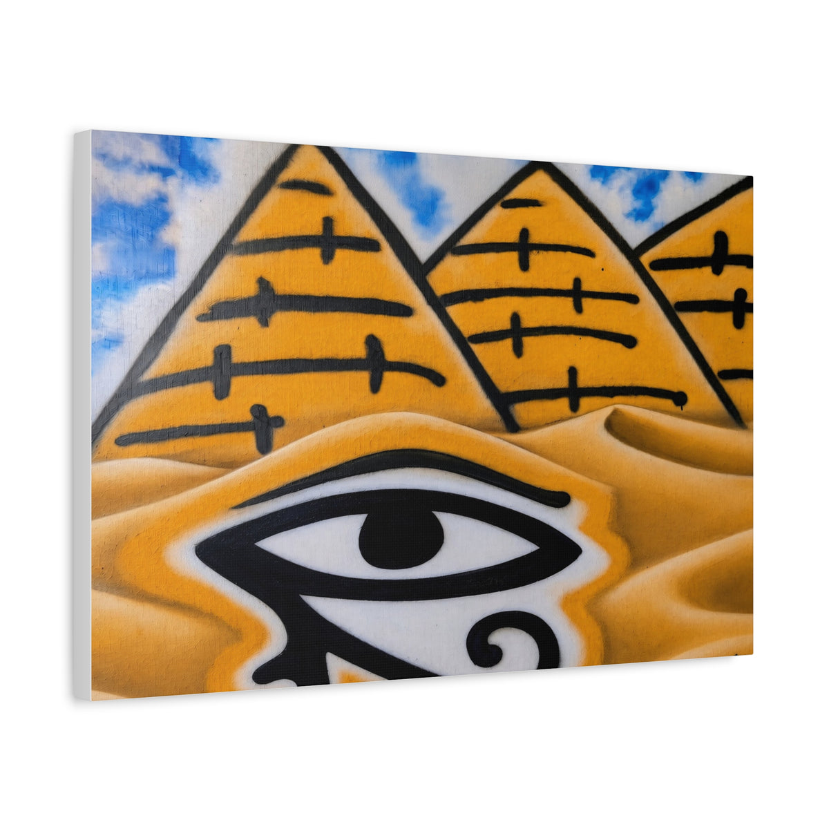 Eye of Ra Pyramid Canvas Wall Art — Egyptian Desert Stretched Canvas