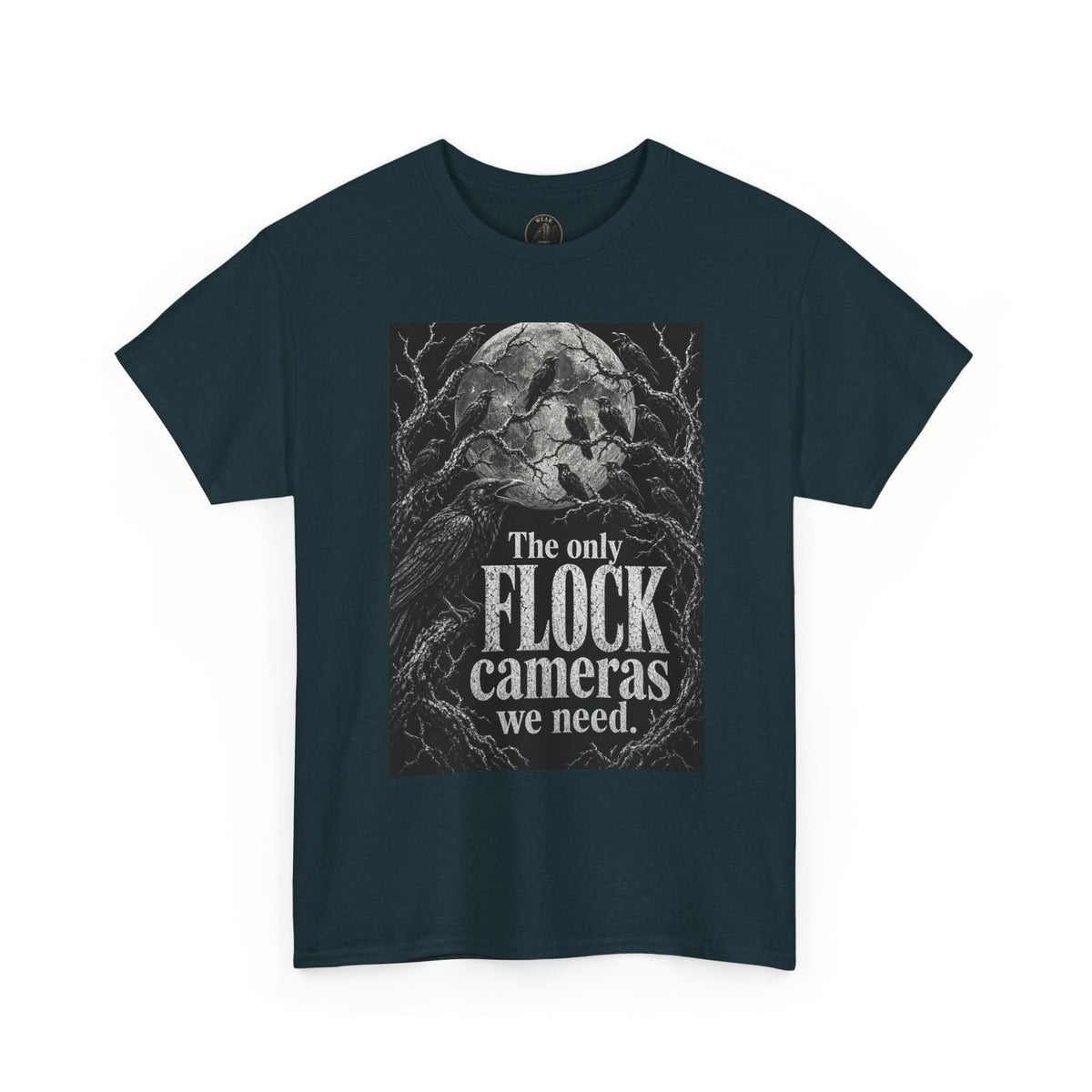 Graphic Tee — “The Only Flock Cameras We Need” Raven Illustration