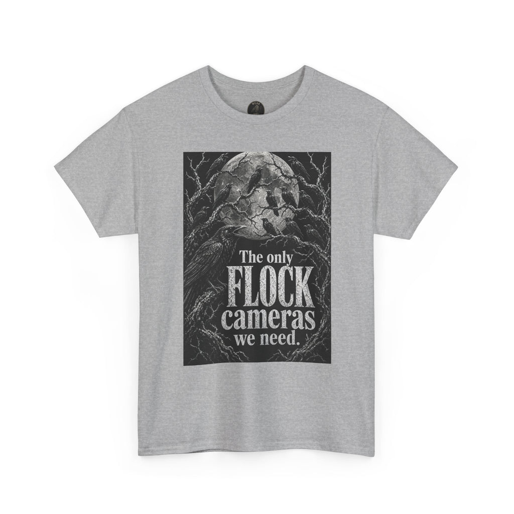 Graphic Tee — “The Only Flock Cameras We Need” Raven Illustration