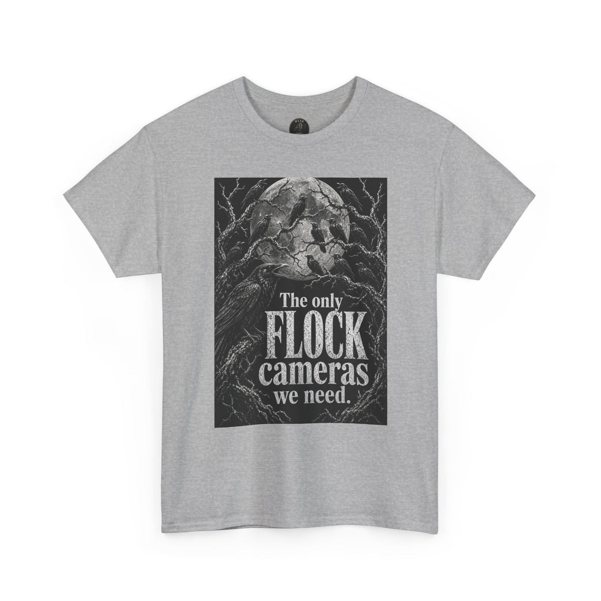 Graphic Tee — “The Only Flock Cameras We Need” Raven Illustration