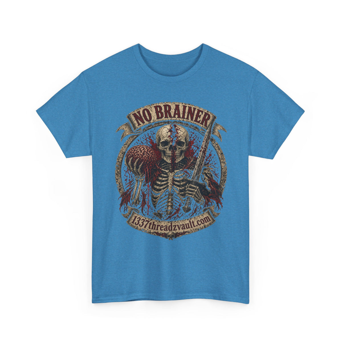 No Brainer Skull Tee —Gothic Skeleton Graphic T-Shirt