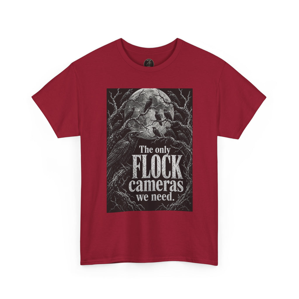 Graphic Tee — “The Only Flock Cameras We Need” Raven Illustration