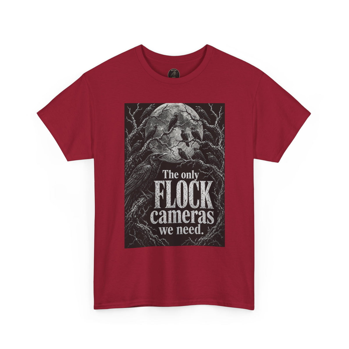 Graphic Tee — “The Only Flock Cameras We Need” Raven Illustration